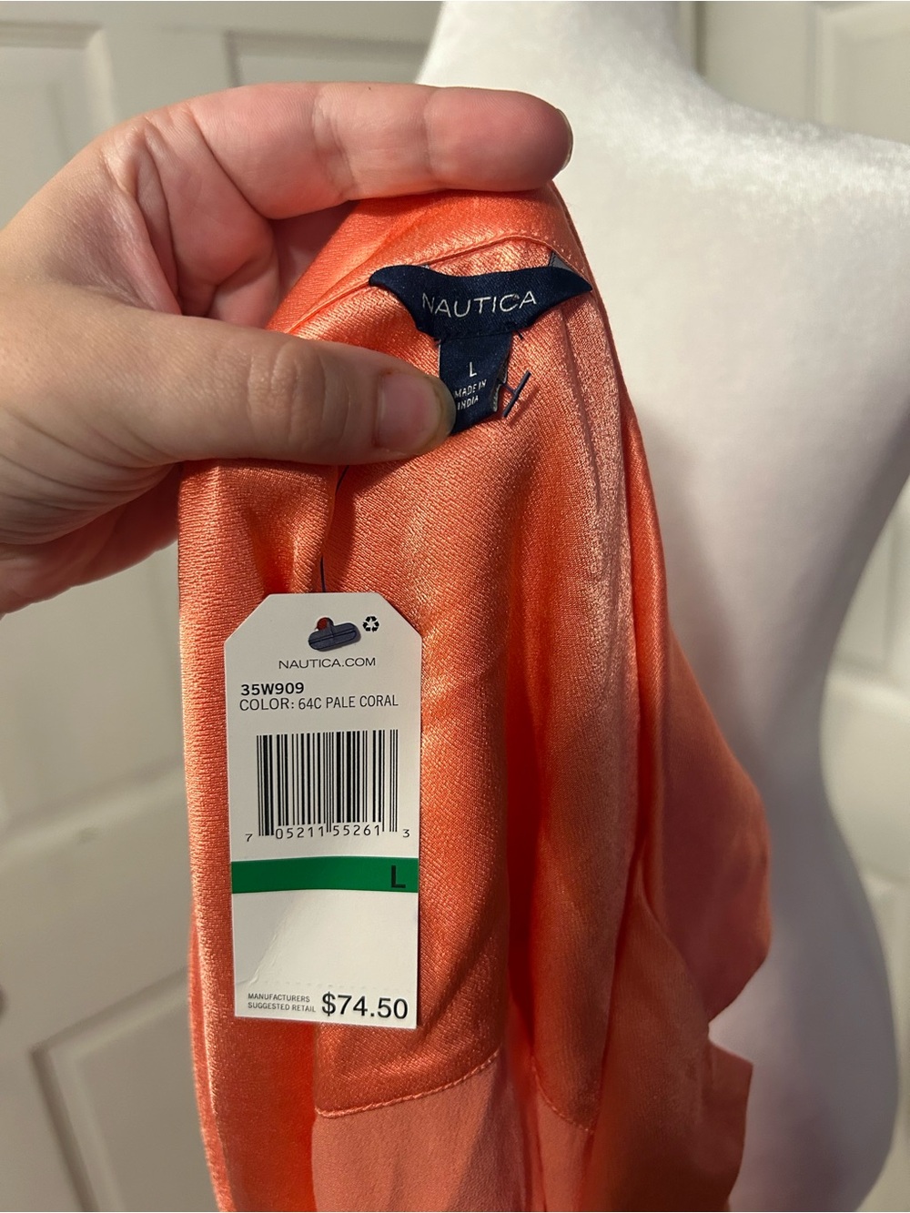 NWT Nautica Orange Satin Camp Shirt - Women's Short Sleeve Button-Up - Picture 2 of 7